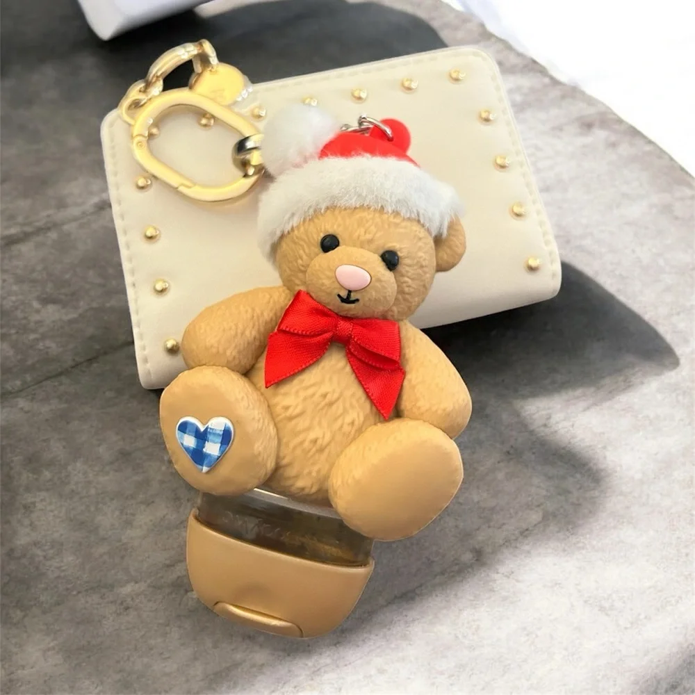 Bath & Body Works Gingham Santa Teddy Bear Pocketbac Sanitizer Holder Christmas